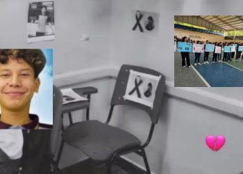 Alunos montam memorial em carteira escolar durante homenagem a garoto esp4ncad0 em Manaus