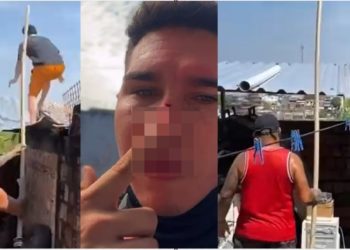 Vídeo: funcionário de padaria em Manaus foge pelo telhado para não apanhar de motoboys