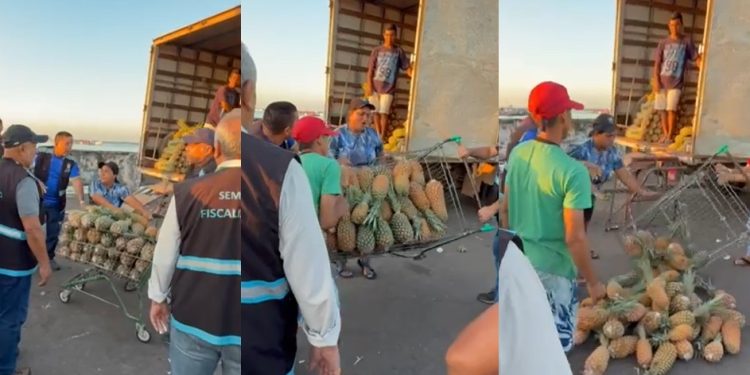Vídeo: vendedora tem carrinho de frutas tomado e virado com vi0lência pela Prefeitura de Manaus