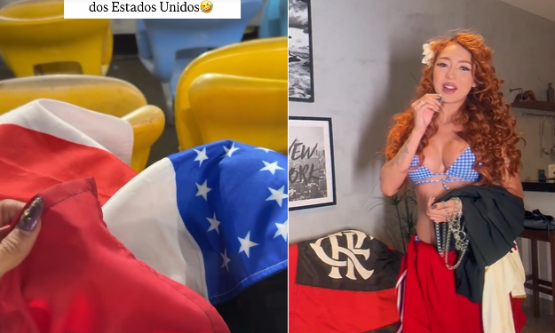 Vídeo: No Maracanã, Ruivinha de Marte tem a bandeira do Amazonas confundida com a dos EUA