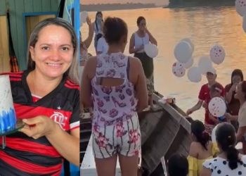 Vídeo: mulher m0rta e jogada no rio pelo ex ganha homenagem com balões no Amazonas 