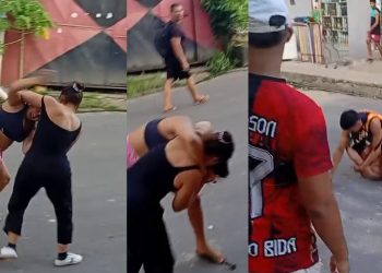 Vídeo: P0rrada impede até o trânsito em rua na Zona Leste de Manaus entre quatro pessoas