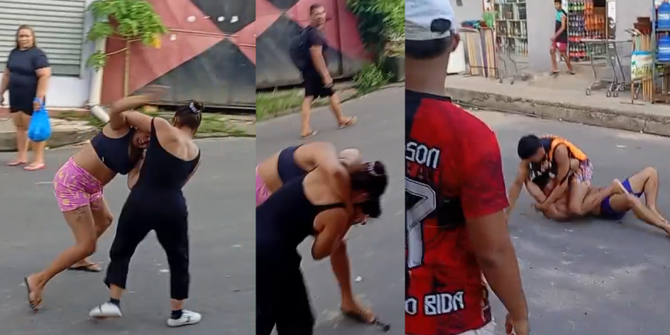 Vídeo: P0rrada impede até o trânsito em rua na Zona Leste de Manaus entre quatro pessoas
