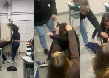 Vídeo: aluna leva tes0urada da colega dentro da sala de aula na Zona Leste 