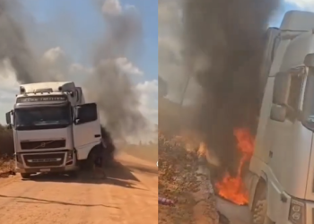 Vídeo: Caminhão pega f0g0 em trecho crítico da BR-319, expondo riscos da rodovia não pavimentada