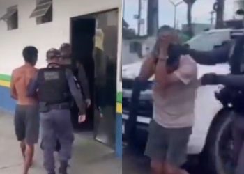 Dupla é pr3sa após tentar fugir de abordagem e tentar tomar arm@ de policiais em Manaus