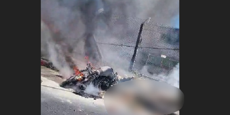 Vídeo: Motoqueiro morr3 que1mado após moto pegar f0g0 no Distrito Industrial