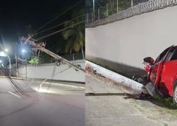 Motorista cochila ao volante e destrói carro em colisã0 na Avenida das Torres