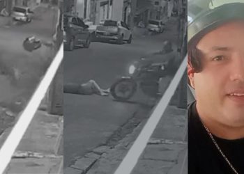 Câmera flagra mulher desmaiada na rua após levar golpe de capacete do ex; fr4turou a coluna