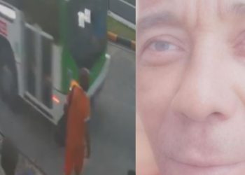 Veja momento que ônibus pass4 por cima da perna de gari em Manaus