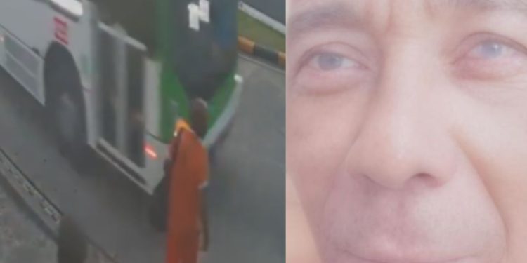 Veja momento que ônibus pass4 por cima da perna de gari em Manaus