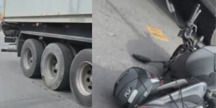 Vídeo: Ac!dente gr4ve em Manaus deixa motociclista preso sob carreta e pedestre ferid0