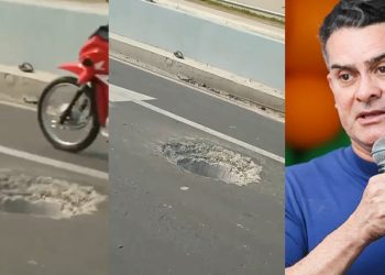 Vídeo: população denuncia buraco no Viaduto Rei Pelé: ‘até quando, David Almeida?’