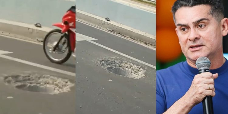 Vídeo: população denuncia buraco no Viaduto Rei Pelé: ‘até quando, David Almeida?’
