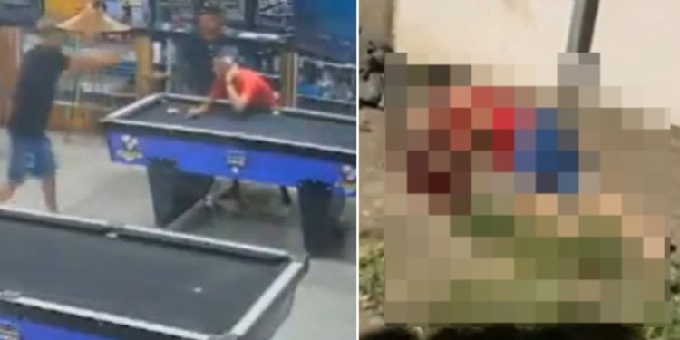 Vídeo forte: jovem é balead0 na sinuca, corre, mas m0rre na calçada