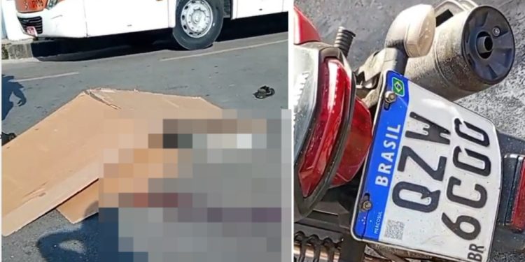 Vídeo forte: motoqueiro de app m0rre ao se ch0car com busão em Manaus