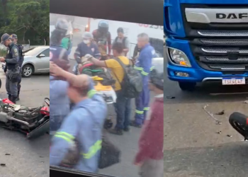 Vídeos: Ac1dente fatal é registrado no Distrito Industrial após motoqueiro c0lidir com carreta