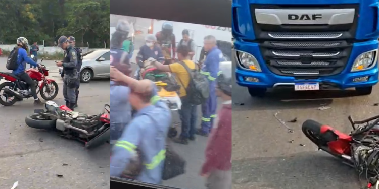 Vídeos: Ac1dente fatal é registrado no Distrito Industrial após motoqueiro c0lidir com carreta