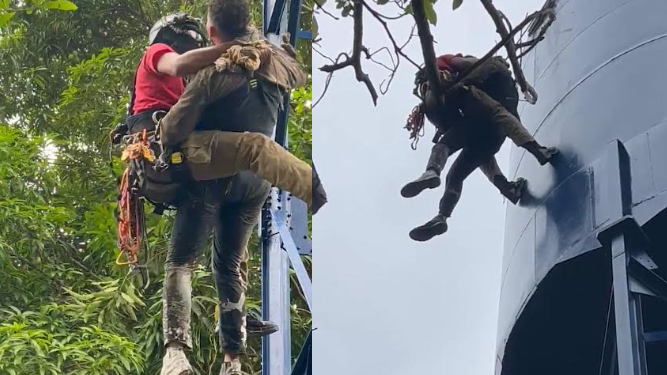 Vídeo: Pintores d3smaiad0s por intoxicação em caixa d’água são resgatados no Tarumã