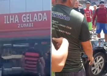 Vídeo: motorista que mat0u idosa prensada em Manaus brig0u na Ilha Gelada horas antes 