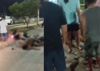 Vídeos: Jovens ficam ‘amont0ados’ e grav3mente ferid0s na pista em ac1dente de moto em Manicoré