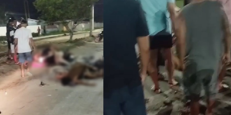 Vídeos: Jovens ficam ‘amont0ados’ e grav3mente ferid0s na pista em ac1dente de moto em Manicoré
