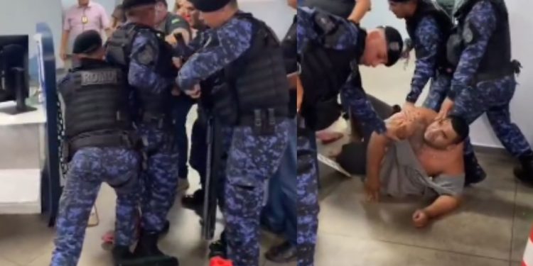 Confusão no 1º DIP: homem preso tenta escapar e acaba imobilizado por seis agentes da Romu; veja
