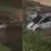 Carro cai em igarapé após motorista perder direção na Avenida Brasil