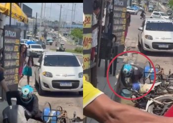 Vídeo mostra motoqueiros brigand@ dentro de lama na Avenida Itaúba, em Manaus