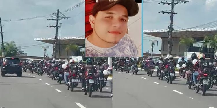 Vídeo: motoqueiros fazem cortejo no sepultamento de moto Uber m0rto em Manaus