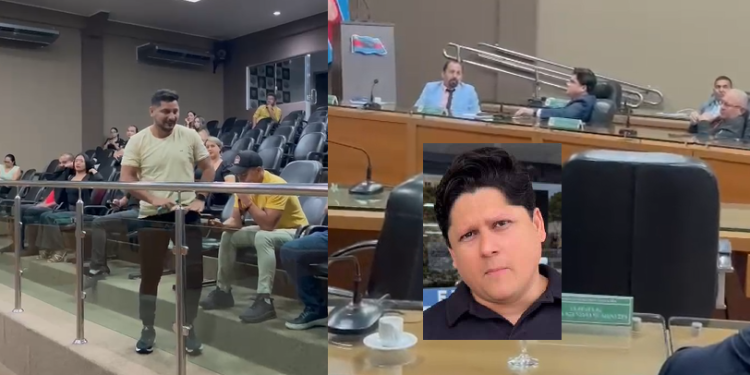 Cena de autoritarismo: Vereador am3aça algemar e expulsa jornalista de plenário em Itacoatiara; veja