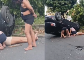 Vídeo: Supostamente bêb@das, mulheres cap0tam em carro e ficam f3ridas no Viver Melhor