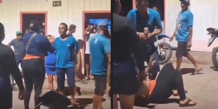 Vídeo: ‘Machã0’ s0ca mulher na frente do bar e ninguém faz nada no interior do Amazonas