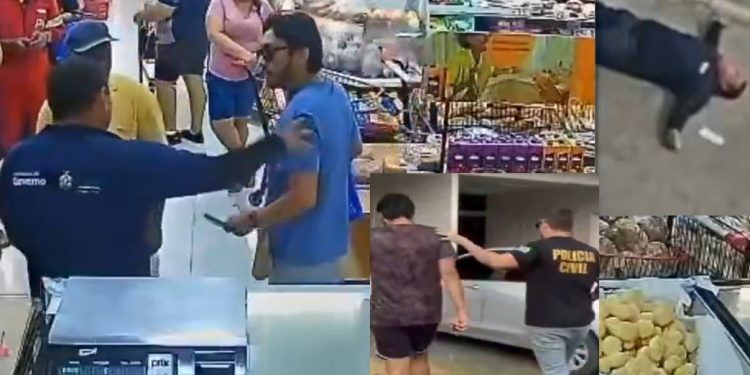Vídeo: bancário tenta matar agente de trânsito após briga na fila do pão em Manaus
