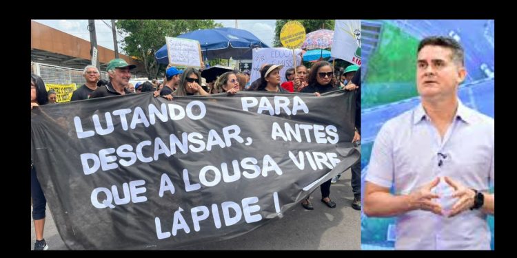 Vídeo: professores de Manaus protestam contra “PL da m0rte” de David Almeida  
