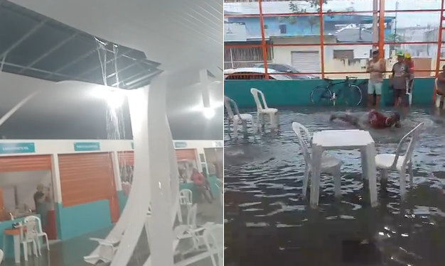 Feira do São Jorge que custou R$ 974 mil não aguenta 6 meses de inauguração durante chuva; vídeos