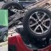 Vídeo: roda se solta, acerta carro e veículo com mãe e filha capota em Manaus