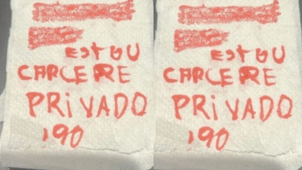 Vítima de cárcere é salva após bilhete escrito em papel higiênico ser encontrado