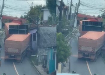 Vídeo: carreta emperra tentando subir ladeira em Manaus e fecha rua no Alvorada