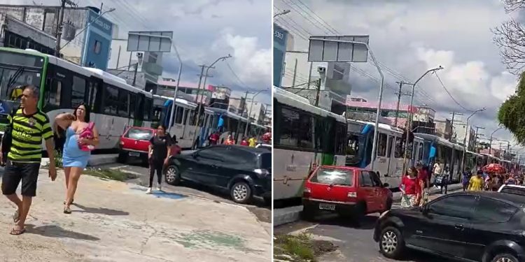 Vídeo: rodoviários voltam a parar os ônibus em Manaus por atraso em pagamentos