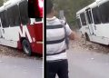Vídeo: motora perde rumo  e acerta muro com ônibus cheio de passageiros em Manaus