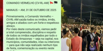 Por causa de ‘perdas de irmãos valorosos’ no RJ, CV impede festas em adegas de Manaus