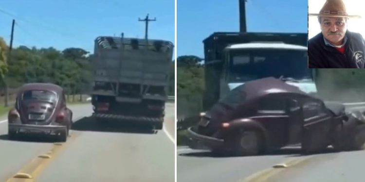 Vídeo mostra idoso m0rrendo ao fazer ultrapassagem irregular ne estrada 