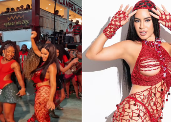 Vídeo: Isabelle Nogueira usa look ousado, brilha e mostra samba no pé em ensaio da Grande Rio