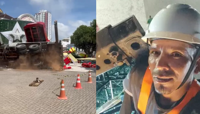 Trabalhador s0c0rrid0 m0rr3 após queda com guindaste em montagem natalina no Centro de Manaus