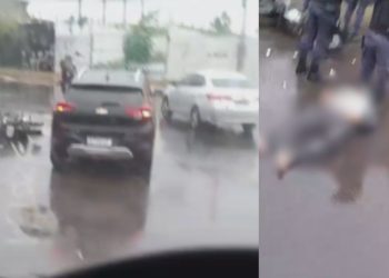 Motociclista é socorrido após ser atingido por carro na Djalma Batista