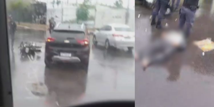 Motociclista é socorrido após ser atingido por carro na Djalma Batista