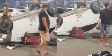 Vídeo: mulher m0rre dentro do carro capotado na Max Teixeira
