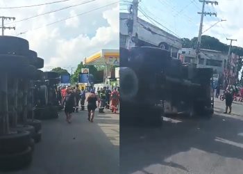 Vídeo: motorista em alta velocidade toma carreta e fica  ferid0 em Manaus 