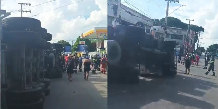 Vídeo: motorista em alta velocidade toma carreta e fica ferid0 em Manaus